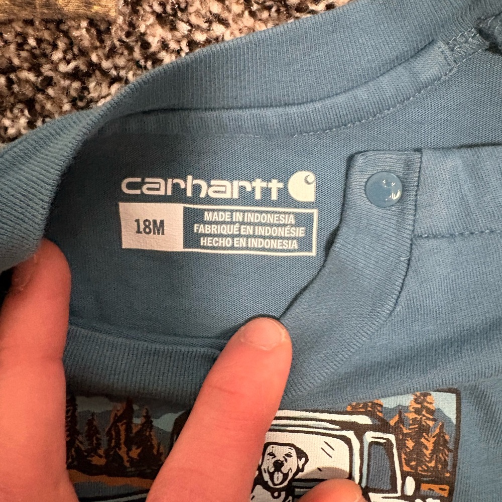 Baby Carhartt Camouflage and Blue Graphic Bodysuit Set - Picture 4 of 7